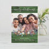Groene Rustic kerstGreenery | Foto en script Feestdagenkaart (Staand voorkant)