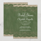 Groene Rustic Lace Bridal Shower Invitations Kaart (Voorkant / Achterkant)
