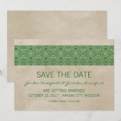 Groene Rustic Lace Save the Date Uitnodiging (Voorkant / Achterkant)