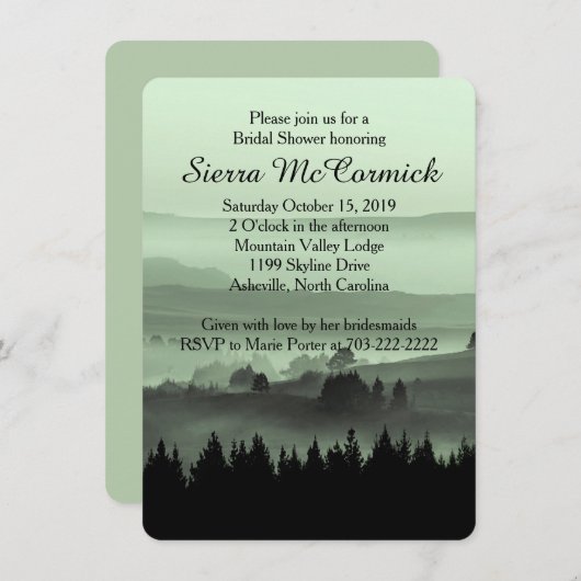 Groene Rustic Mountain Bridal Shower Kaart (Voorkant / Achterkant)