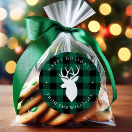 Groene Rustic Pset Pattern en Deer Ronde Sticker