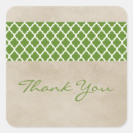 Groene Rustic Quatrefoil Hartelijk dank, Stickers (Voorkant)