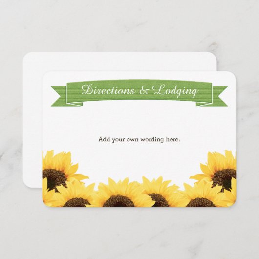 GROENE RUSTIC SUNFLOWER ENCLOSURE INSERT INFORMATIEKAARTJE (Voorkant / Achterkant)