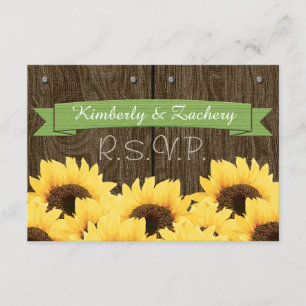 GROENE RUSTIC SUNFLOWER RSVP-KAART RSVP KAARTJE