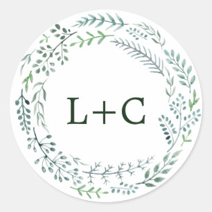 Groene Rustic Wreath Wedding Envelope zegels