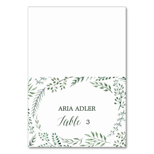 Groene Rustic Wreath Wedding Escort Place Cards Kaart (Voorkant)