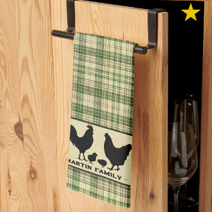 Groene Rustieke Boerderij Plaid Kippen Familienaam Theedoek