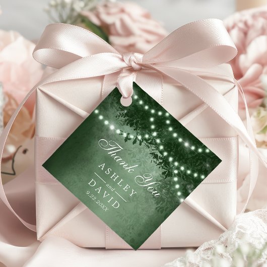 Groene Rustieke Boom Bladerdak Lichten Woodland br Bedankjes Labels