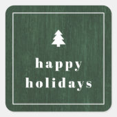 Groene Rustieke Boom Houtnerf Kerst Sticker (Voorkant)