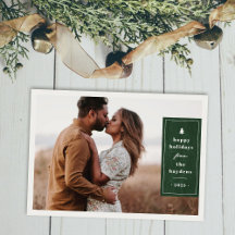 Groene Rustieke Boom Houtstructuur Kerst Fotokaart
