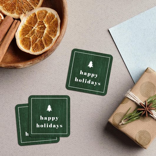 Groene Rustieke Boom Houtstructuur Kerst Sticker