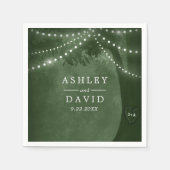 Groene Rustieke Boom Initialen String Lights Bruil Servet (Voorkant)