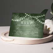 Groene Rustieke Boom Lights Woodland Bruiloft RSVP