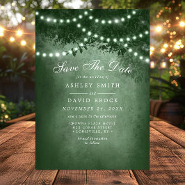 Groene Rustieke Boom String Lights Sla de datum Ka Save The Date