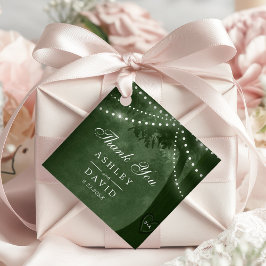 Groene Rustieke Boomlichten Gesneden Initialen Bru Bedankjes Labels