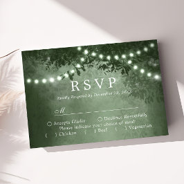 Groene Rustieke Boomlichtjes Bosbruiloft RSVP Kaartje