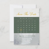 Groene Rustieke Bos Klassieke Aquarel Bruiloft Save The Date (Voorkant)