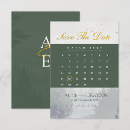 Groene Rustieke Bos Klassieke Aquarel Bruiloft Save The Date