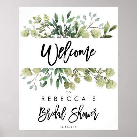 groene rustieke bruiloft feest welkom bord poster (Voorkant)
