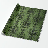 Groene rustieke damast print cadeaupapier (Uitgerold)