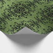 Groene rustieke damast print cadeaupapier (Hoek)