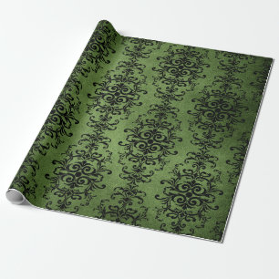 Groene Rustieke Damastprint Cadeaupapier
