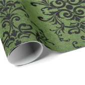 Groene Rustieke Damastprint Cadeaupapier (Rol Hoek)