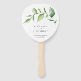Groene Rustieke Elegante Waterverf Trouw Handwaaier
