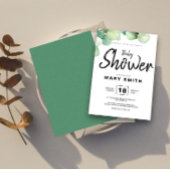 Groene Rustieke Eucalyptus Baby shower Invitation