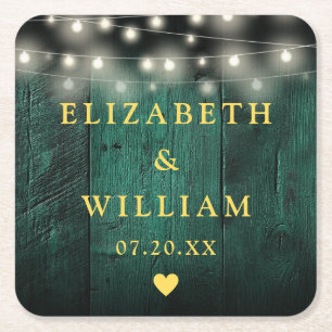 Groene Rustieke Houten Boho Schuur Slingerlichten  Kartonnen Onderzetters