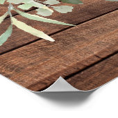 Groene Rustieke Houten Bruiloft Feest Welkom Bord Poster (Hoek)