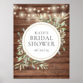 Groene Rustieke Houten Bruiloft Feest Welkom Bord Poster (Voorkant)