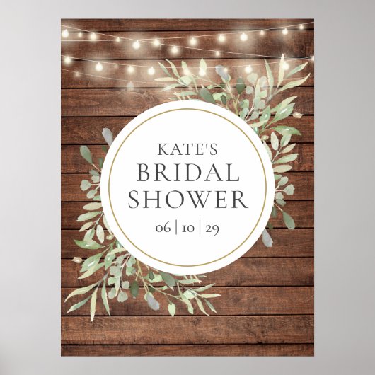 Groene Rustieke Houten Bruiloft Feest Welkom Bord Poster (Voorkant)