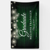 Groene Rustieke Houten Slingerlichten Afstuderen Spandoek (Verticaal)