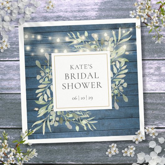 Groene Rustieke Houten Slingerlichten Bruidsfeest Servet