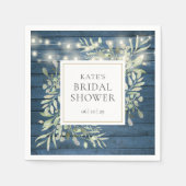 Groene Rustieke Houten Slingerlichten Bruidsfeest Servet (Voorkant)