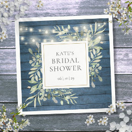 Groene Rustieke Houten Slingerlichten Bruidsshower Servet