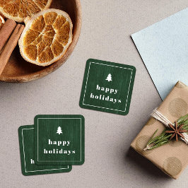 Groene Rustieke Houtnerf Kerststicker Vierkante Sticker