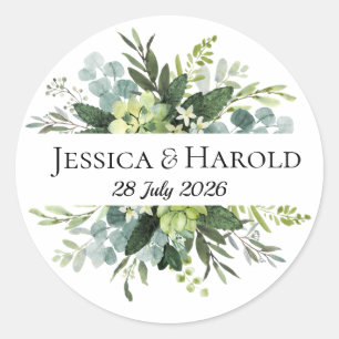Groene Rustieke Huwelijk Sticker Eucalyptus Label