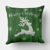 Groene Rustieke Kerst Reindeer Worp Kussen (Achterkant)