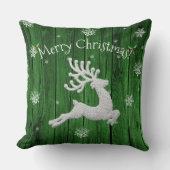 Groene Rustieke Kerst Reindeer Worp Kussen (Voorkant)