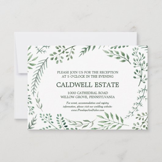 Groene Rustieke Krans Trouwreceptie Bijlage Kaart (Voorkant)