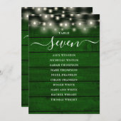 Groene Rustieke Lichtjes Tafel Nummer Stoelenkaart Kaart (Voorkant / Achterkant)