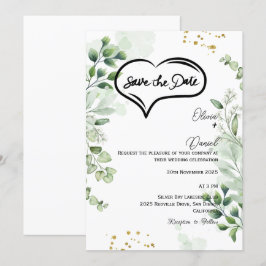 Groene Rustieke Save The Date Uitnodiging