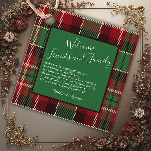 Groene rustieke Schotse tartan bruiloft Bedankjes Labels
