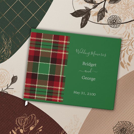 groene rustieke schotse tartan bruiloft gastenboek