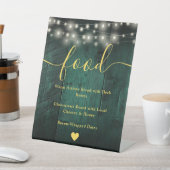 Groene Rustieke Schuur Houten Slingerlichten Menuk Reclamebord Met Voetstuk (Insitu)