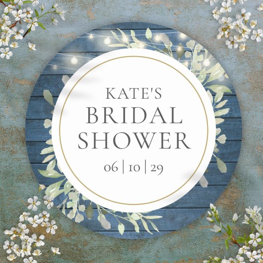 Groene Rustieke Slingerlichten Bruidsfeest Ronde Sticker