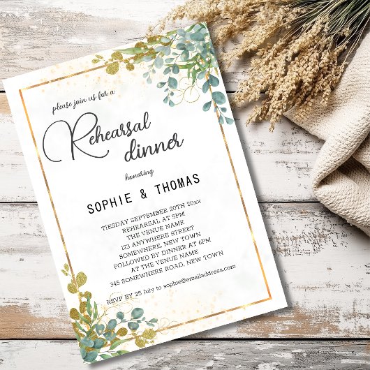 Groene rustieke ucalyptus repetitie kaart