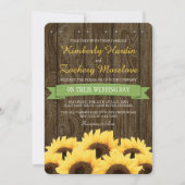 GROENE RUSTISCHE ZONLOWER WEDDING INVITATIE KAART (Voorkant)